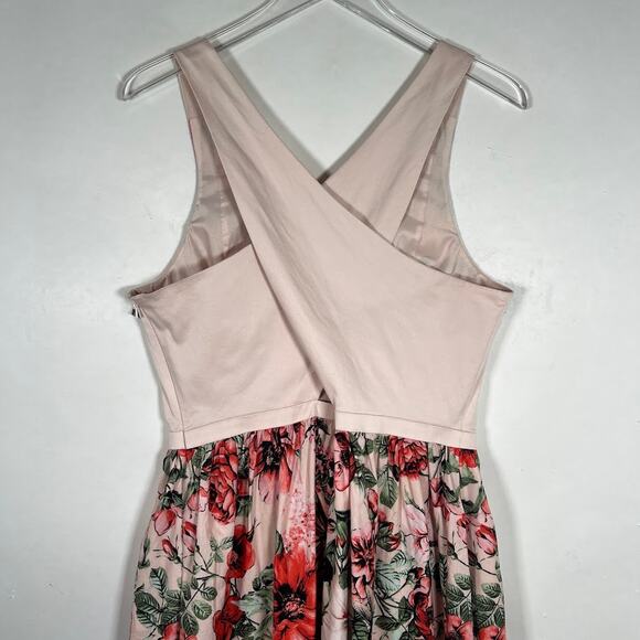 Adrianna Papell Pink Fit & Flare Dress 14 Floral Butterfly Cocktail Party - Picture 4 of 9